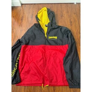Thrasher Mag Jacket Red Black Yellow Skateboard Windbreaker Men L San Francisco